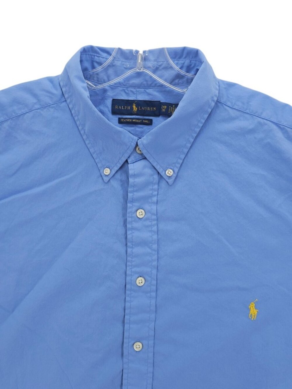 POLO RALPH LAUREN Blue Featherweight Twill Short Sleeve Shirt Yellow Pony 2XB